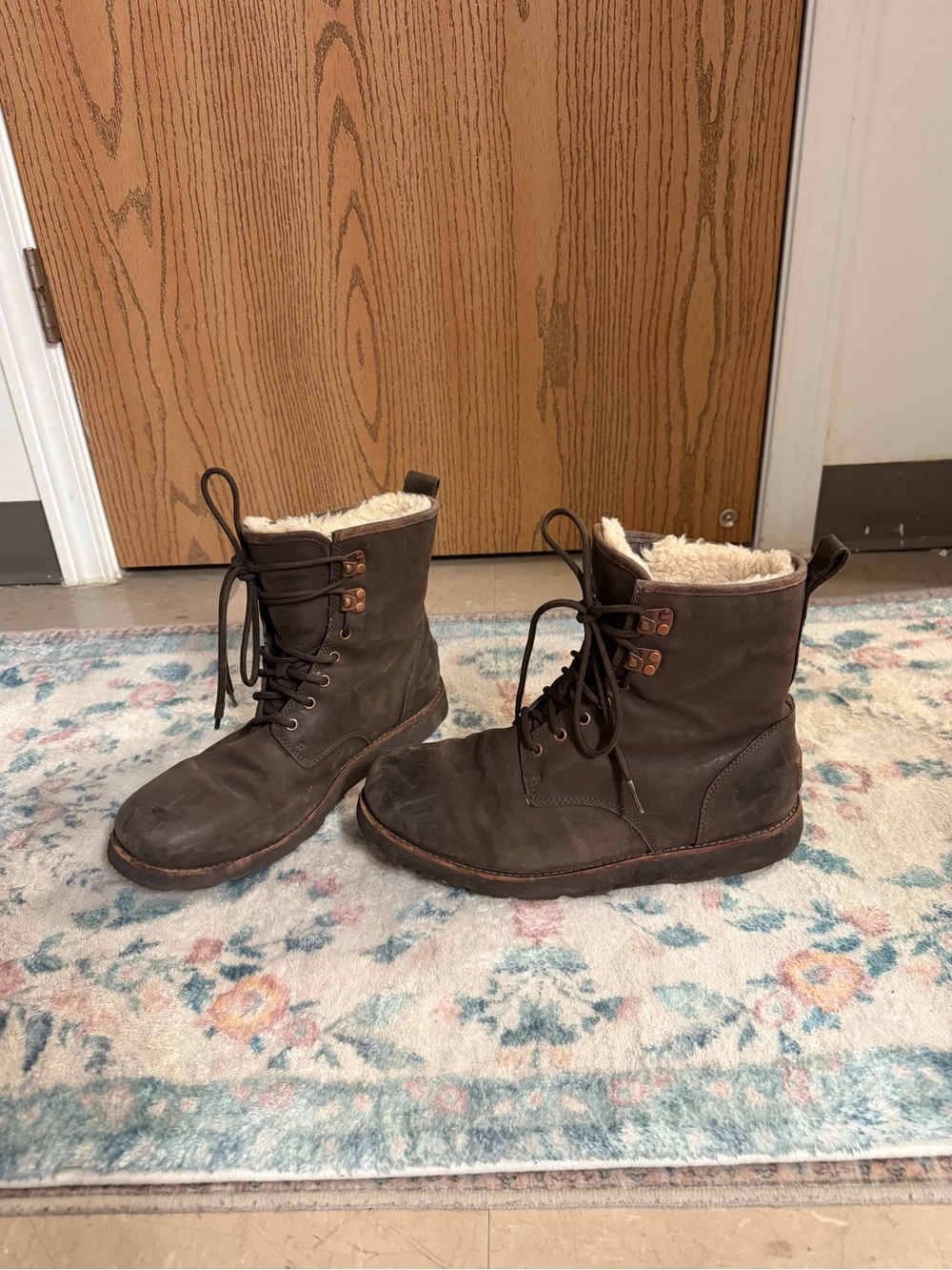 UGG Men's Dark Brown Shearling-Lined Lace-Up Boots
